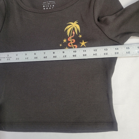 Billabong In The Tropic Top In Off Black Crop Top Long Sleeve Crewneck Size Med - Picture 7 of 13